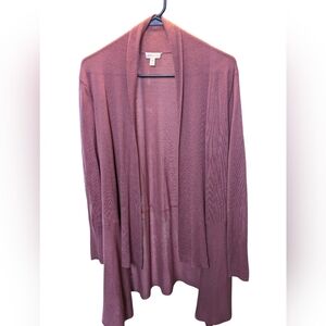 Garnet Hill Dusty Pink Wool Lightweight Cardigan Sweater Size Med
